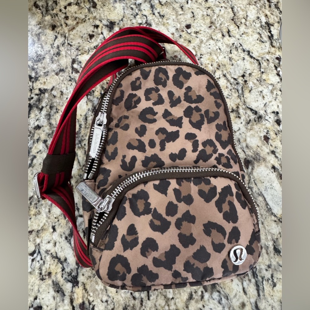 Lululemon Leopard Print Sling Backpack - Brown & Black